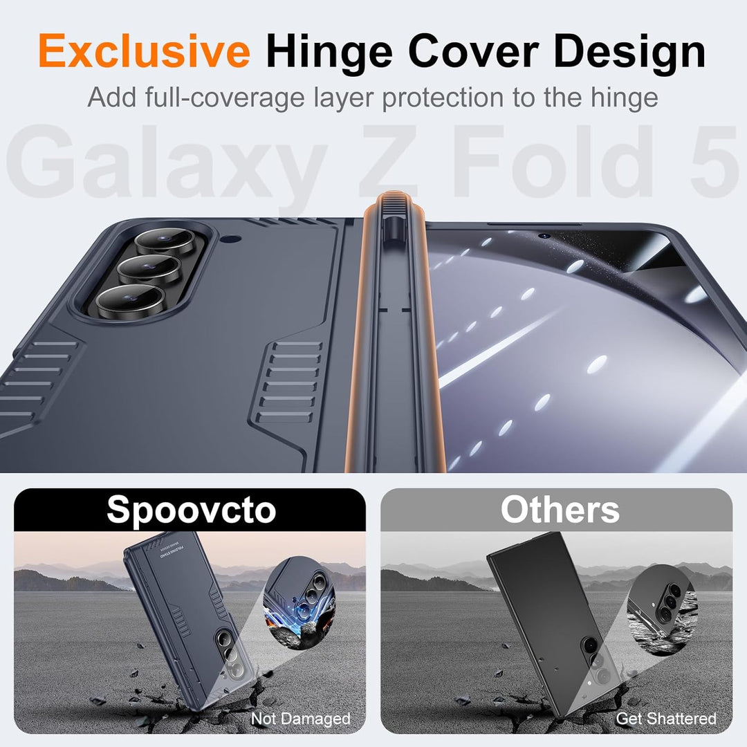 spoovcto für Samsung Galaxy Z Fold 5 Hülle mit Slim S Pen Stifthalter & Scharnierschutz, Integrierte