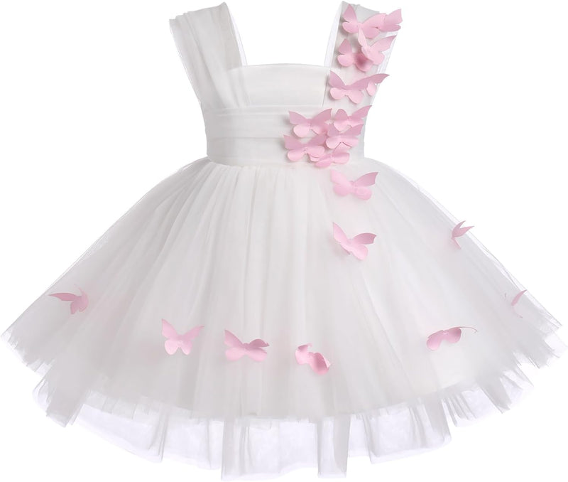 FYMNSI Baby Mädchen Prinzessin Kleid Blumenmädchenkleid Taufkleid Kleinkinder Schmetterling Festlich