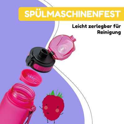 schmatzfatz Trinkflasche Kinder Auslaufsicher 0,5L, Sport Trinkflasche Schule zum Wandern & Fitnesss