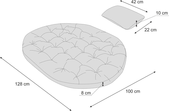 PillowPrim Hängesessel Kissen, Auflage für Polyrattan/Rattan Hängeschaukel, Polster, Hängekorb, Scha