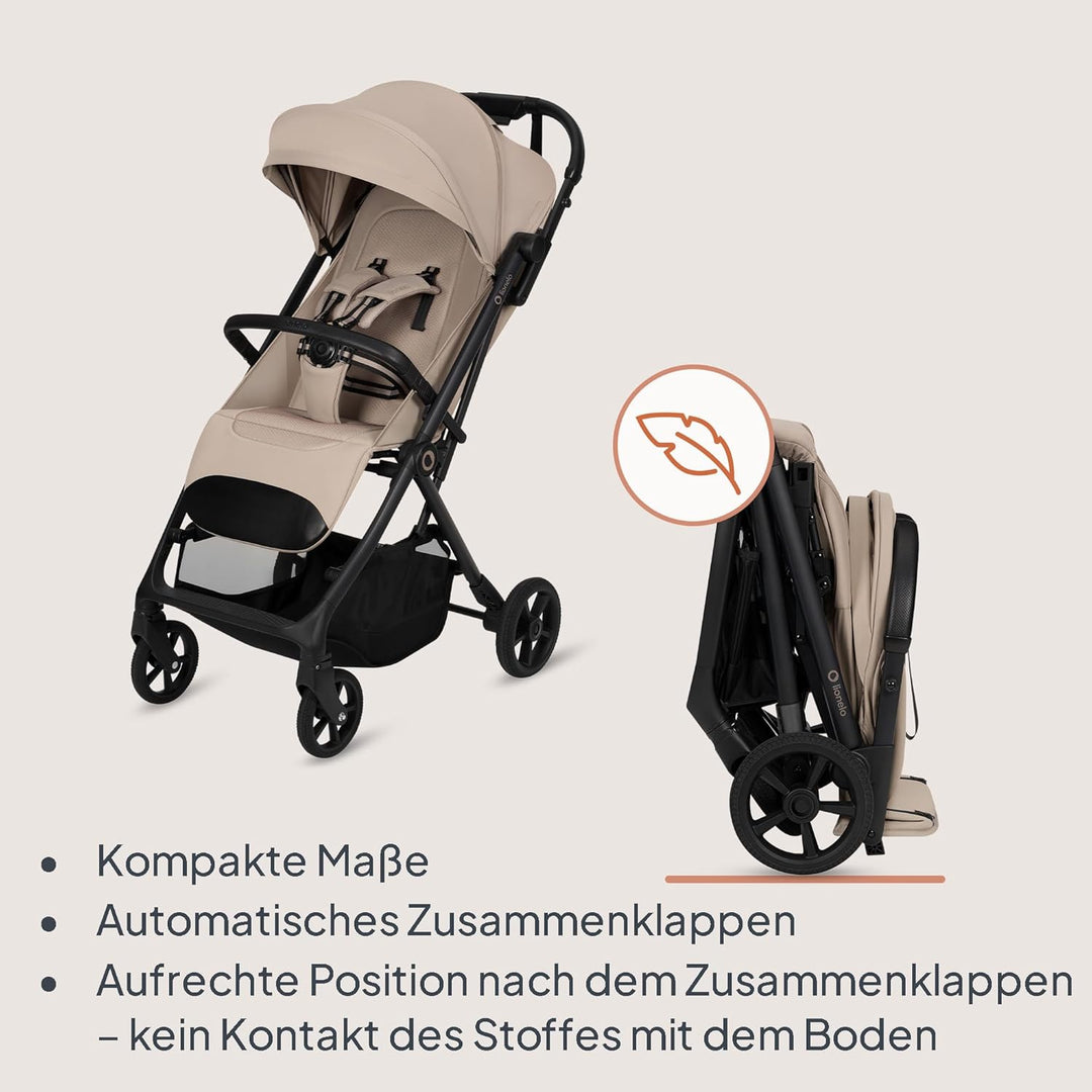 Lionelo Tansi Reisebuggy bis 22 kg, 6 Monate–4 Jahre, Kompakt Faltbar mit Einhand Auto Folding, Grav