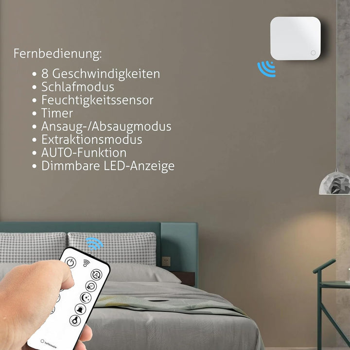 Turbionaire Trend HRV 150 WM Dezentrale Belüftung mit Keramik-Wärmerückgewinnung, Feuchtigkeitssenso