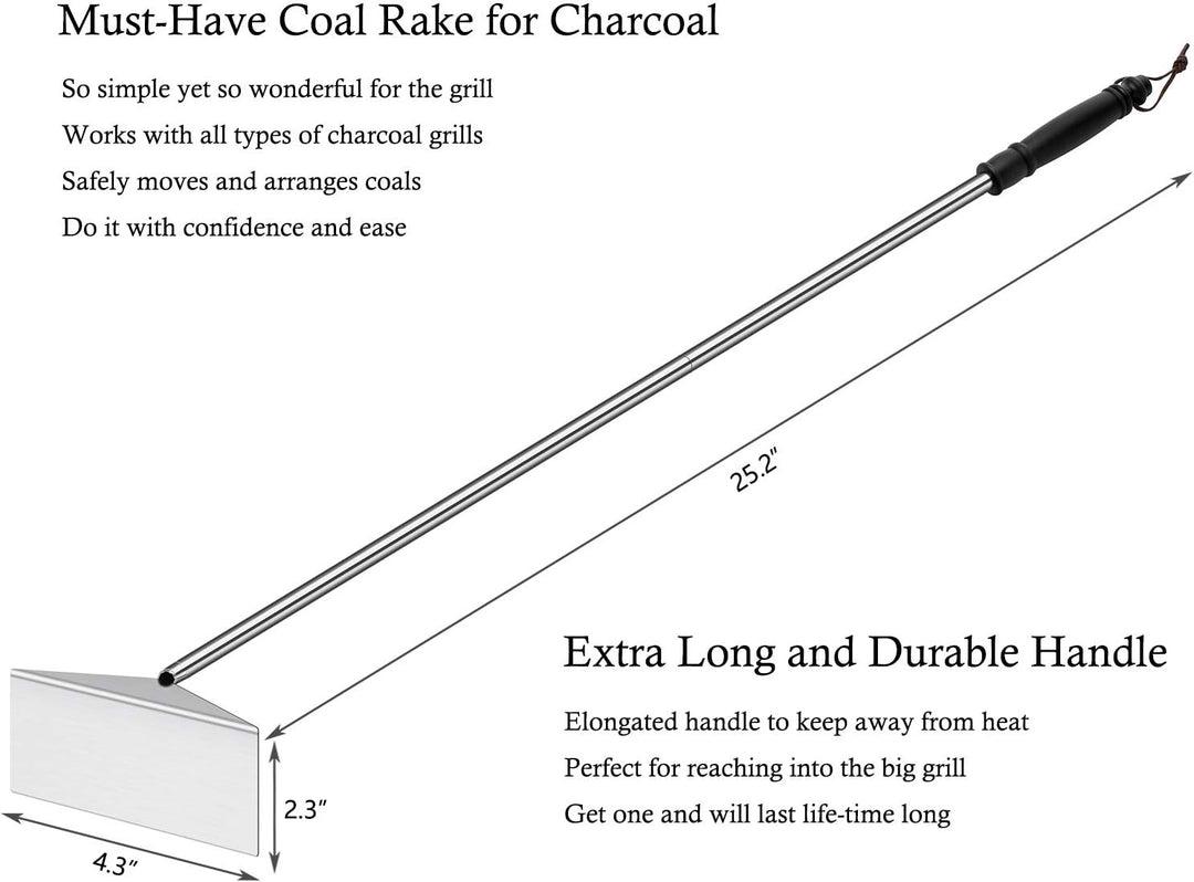 Holzkohlegrill Aschehacke Hacke für Kamin Holzofen Pizzaofen Edelstahl BBQ Reiniger Schürhaken Schab