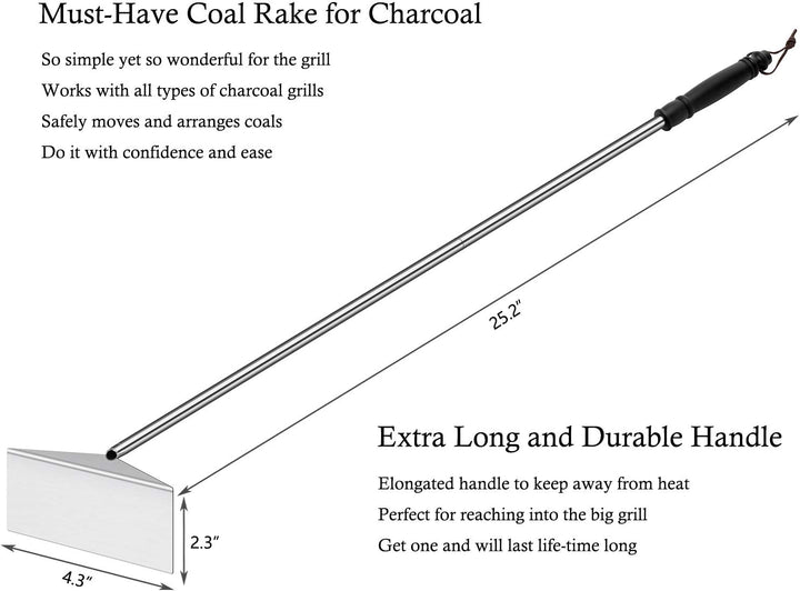 Holzkohlegrill Aschehacke Hacke für Kamin Holzofen Pizzaofen Edelstahl BBQ Reiniger Schürhaken Schab