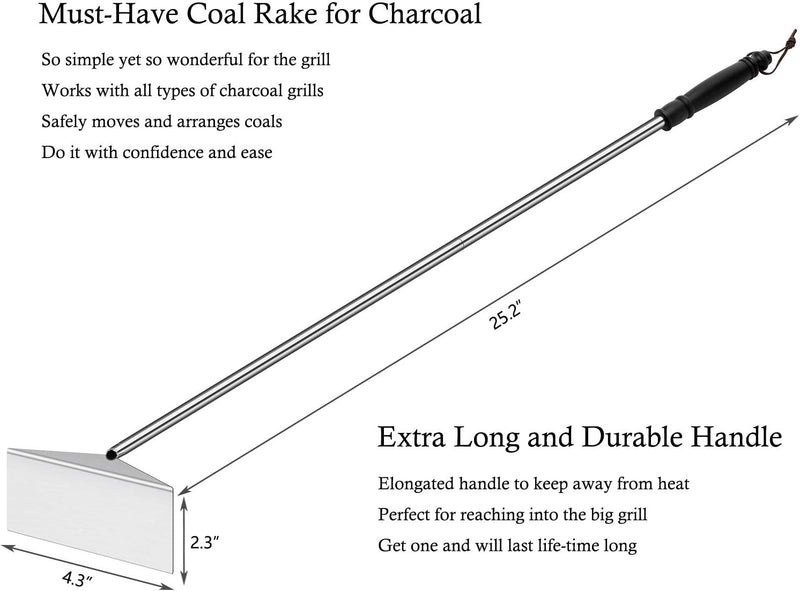 Grilliance Holzkohlegrill Aschehacke Hacke für Kamin Holzofen Pizzaofen Edelstahl BBQ Reiniger Schür