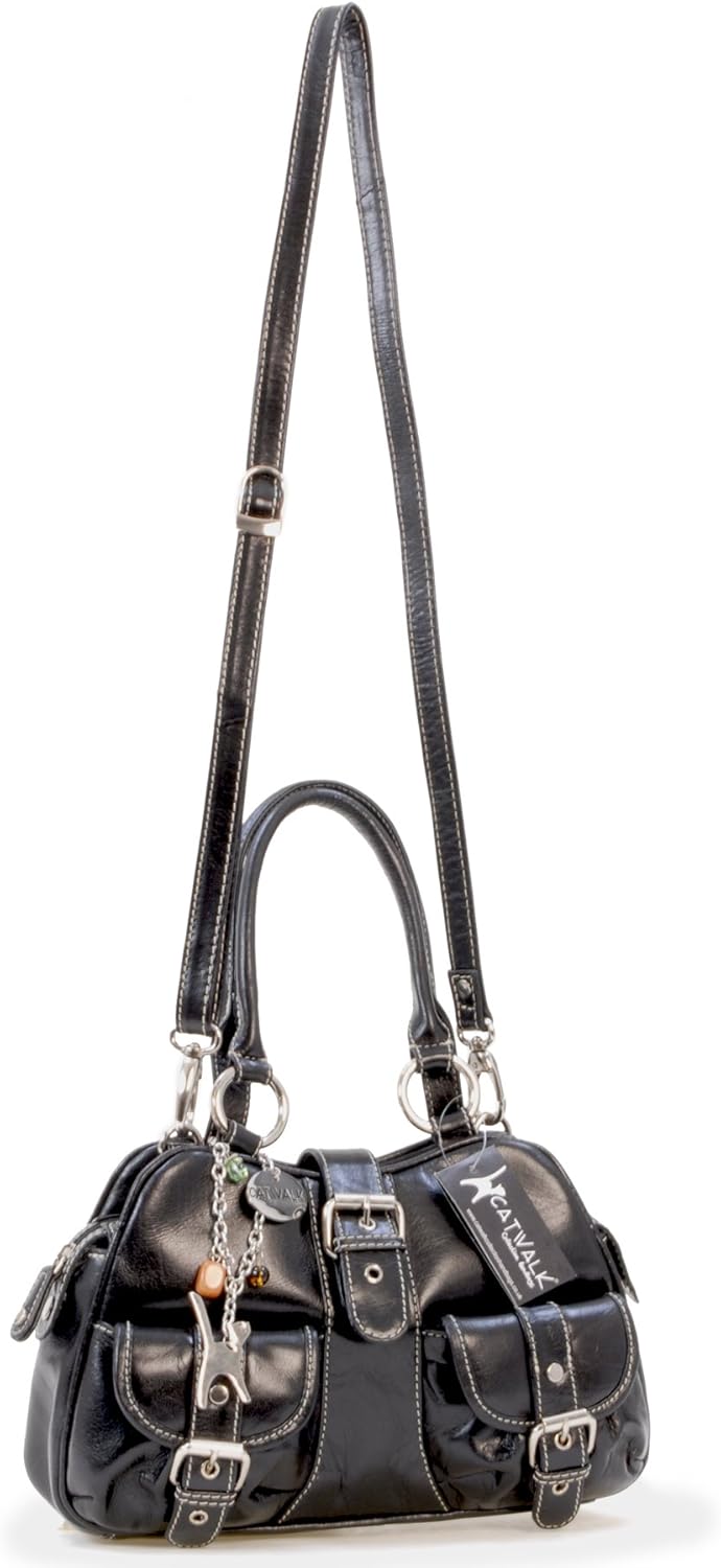 Catwalk Collection Handbags - Damen Leder Henkeltasche - Umhängetasche/Handtasche Mittelgross - Vers