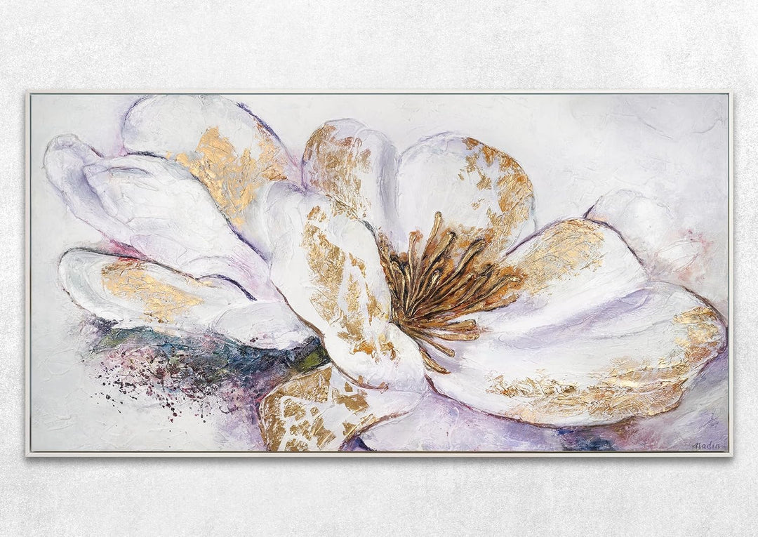 YS-Art Abstrakt Stil Acryl Gemälde auf Leinwand Pfingstrose handgemalte Wandbilder Wohnzimmer modern