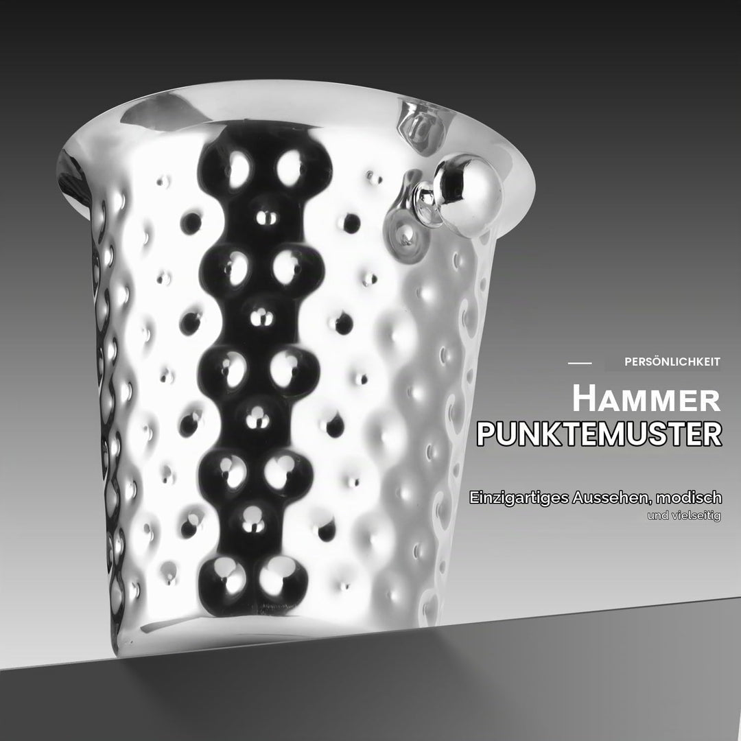 Sektkühler, Eiskübel Edelstahl 5l,Champagner Kühler mit Griff für Bar, Party, Grill (Silber), Silber