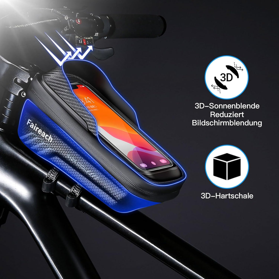 Fahrrad Rahmentasche mit 3D Sonnenblende, Wasserdicht handyhalterung Fahrrad, Fahrradtasche Lenkerta