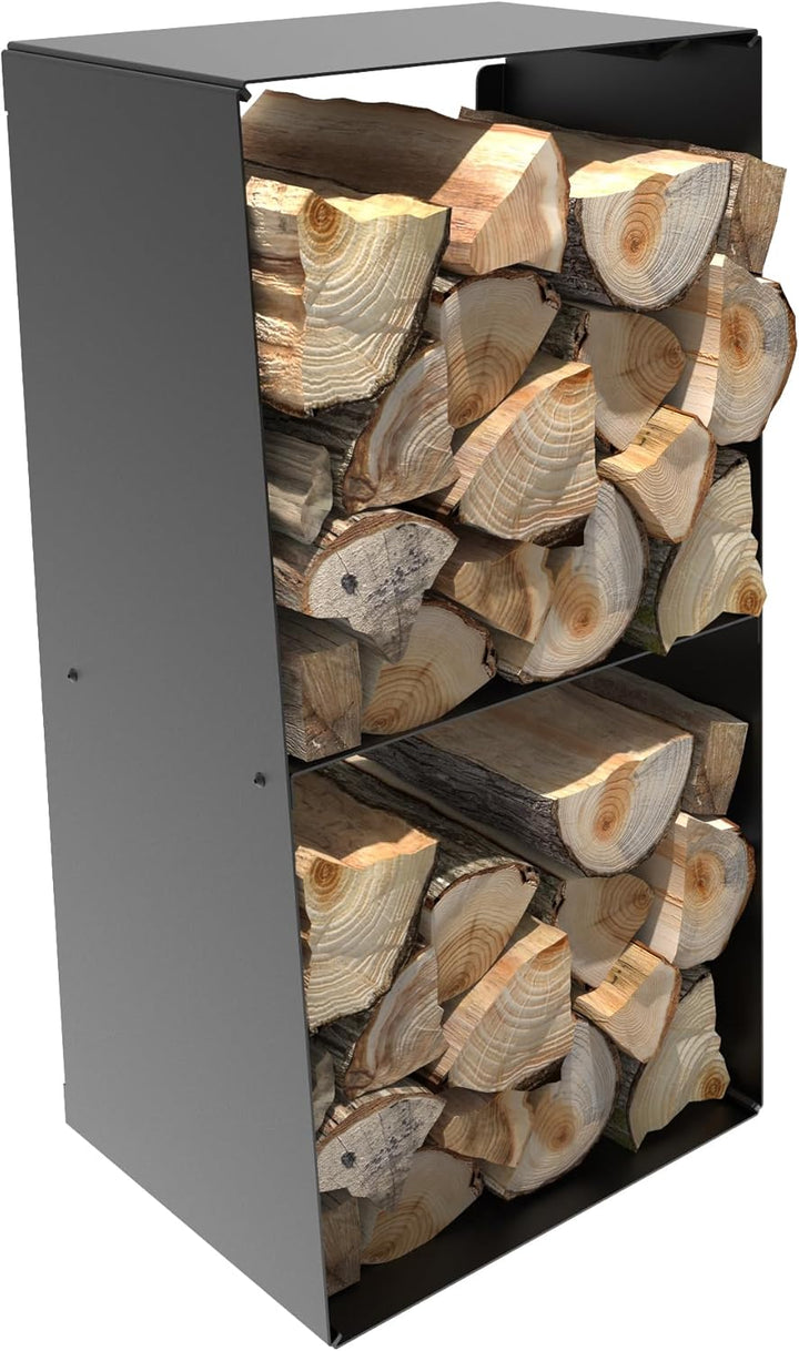 tuning-art KR010 Kaminholzregal Brennholzregal Kaminholzständer Innen Aussen Wandmontage Pulverbesch