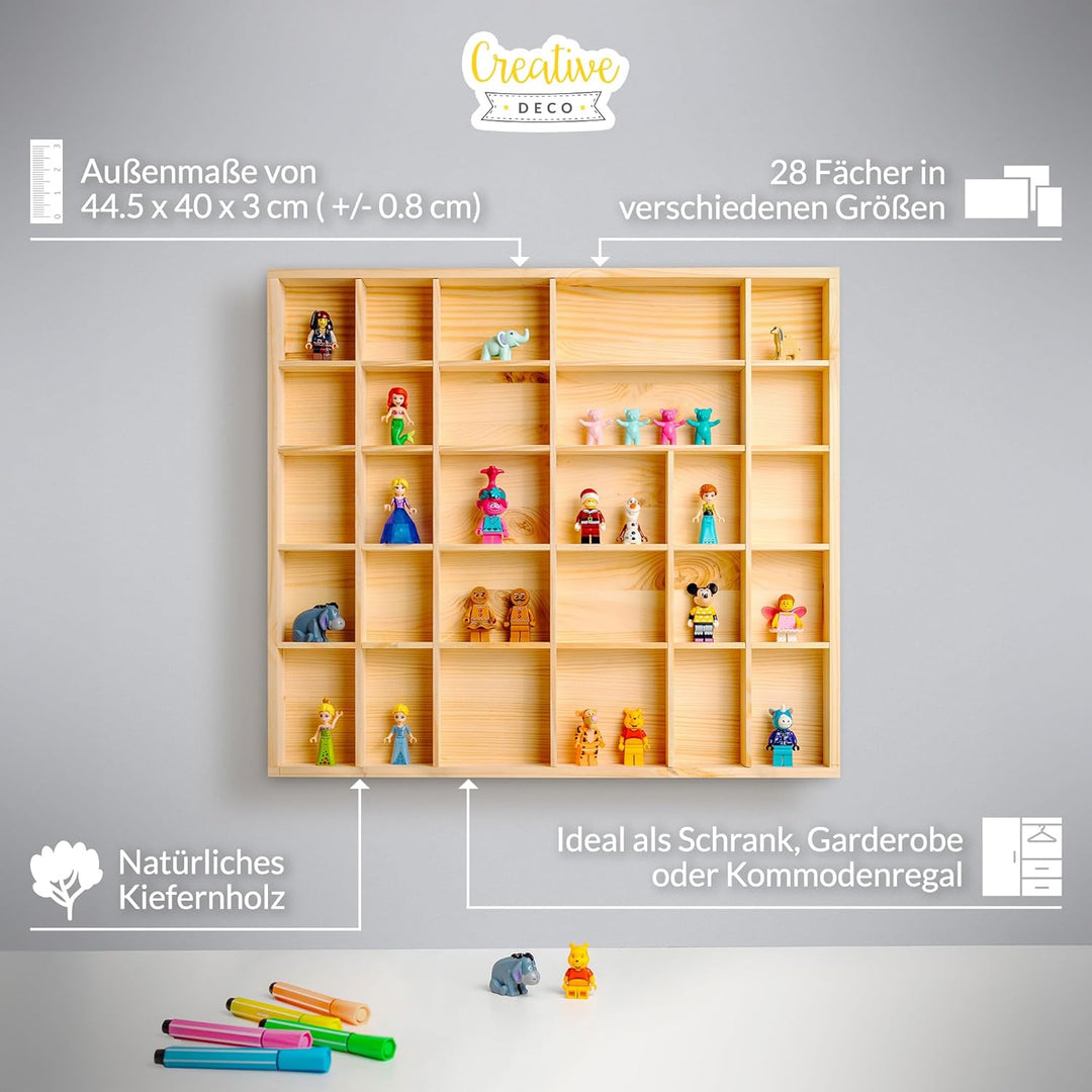 Creative Deco Setzkasten Holz Sammelbox Holztablett 28 Fächer | 44,5 x 40 x 3 cm | Bemalen Holz Sort