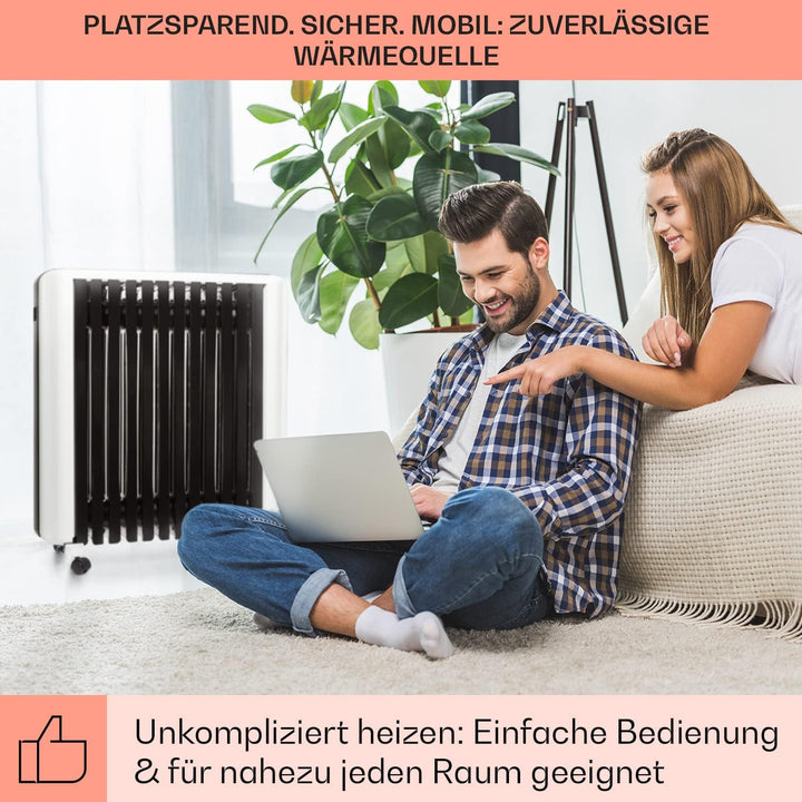 Klarstein Thermaxx 2500 Ölradiator - elektrische Heizung, 2500 Watt Leistung, 5-35 °C, spezielle Rip