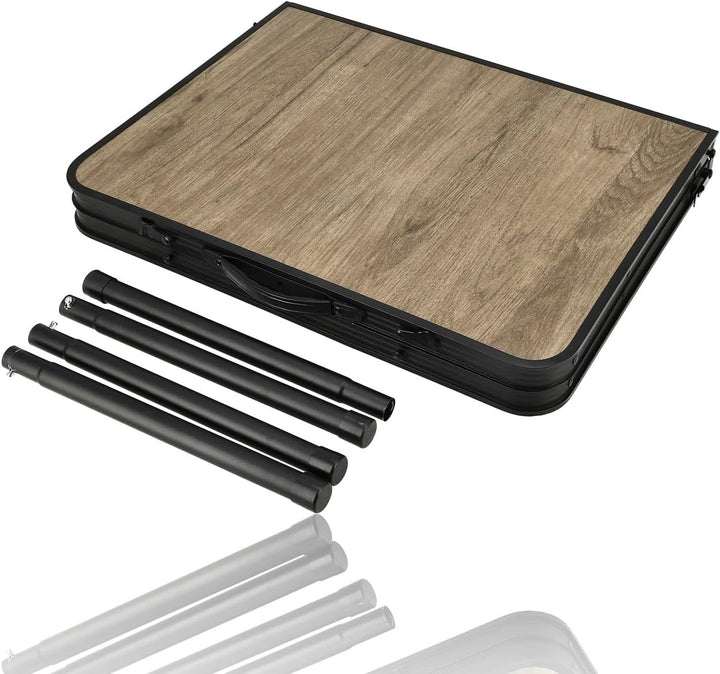 Campingtisch Faltbare 90 x 60 cm Holzoptik – Klapptisch mit verstellbarer Höhe 40/70 cm, für 4 Perso
