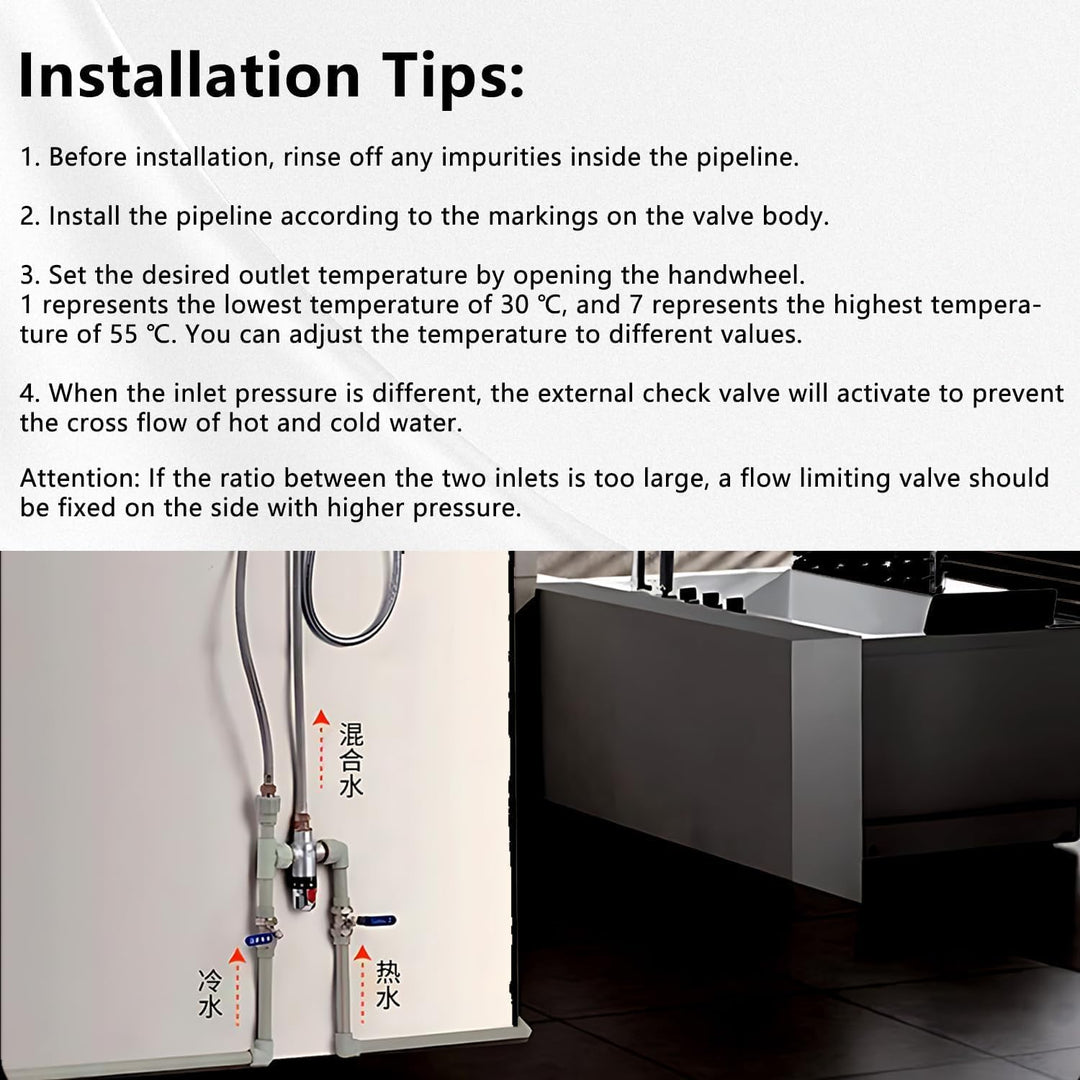 Tyenaza Messing, Kunststoff 3-Wege DN20 Aussengewinde Messing Thermostatisches Mischventil für Solar