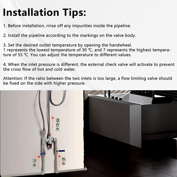 Tyenaza Messing, Kunststoff 3-Wege DN20 Aussengewinde Messing Thermostatisches Mischventil für Solar