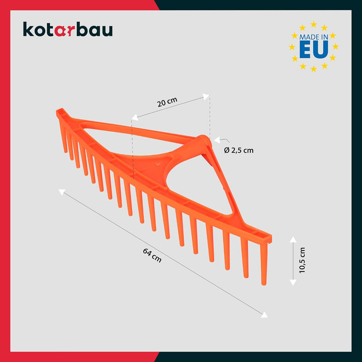 KOTARBAU® Heurechen - 64 cm - ohne Stiel - Laubrechen Kunststoff - für Gras- & Heckenschnitt - 18 Zi