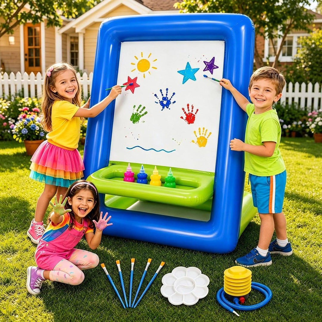 Inflatable Washable PVC Art Easel | Washable Reusable PVC Creative Coloring | Paint Station Drawing
