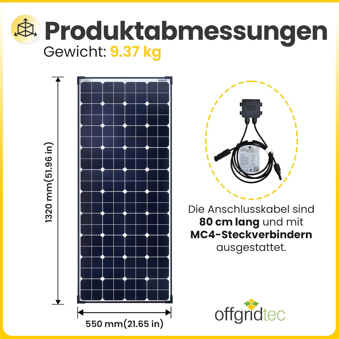 Offgridtec SPR-150 150W 44V High-End Solarpanel 150 Watt Standard, 150 Watt Standard