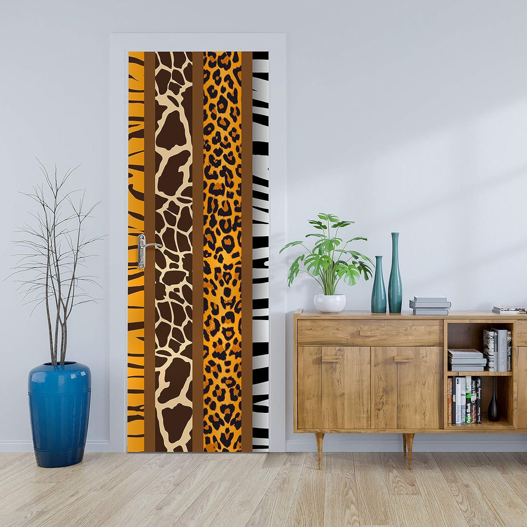 wandmotiv24 Türtapete Afrika Tiermuster 70 x 200cm (B x H) - Dekorfolie selbstklebend Sticker für Tü