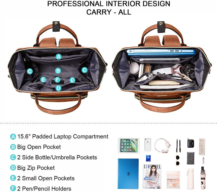 LOVEVOOK Laptoprucksack Damen 15,6 Zoll, Stylischer Rucksack Mädchen, Wasserdichte Rechteckige Schul