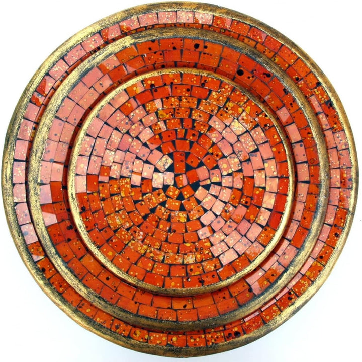 GURU SHOP Runde Mosaikschale, Untersetzer, Dekoschale, Handgearbeitete Keramik & Glas Obst Schale -