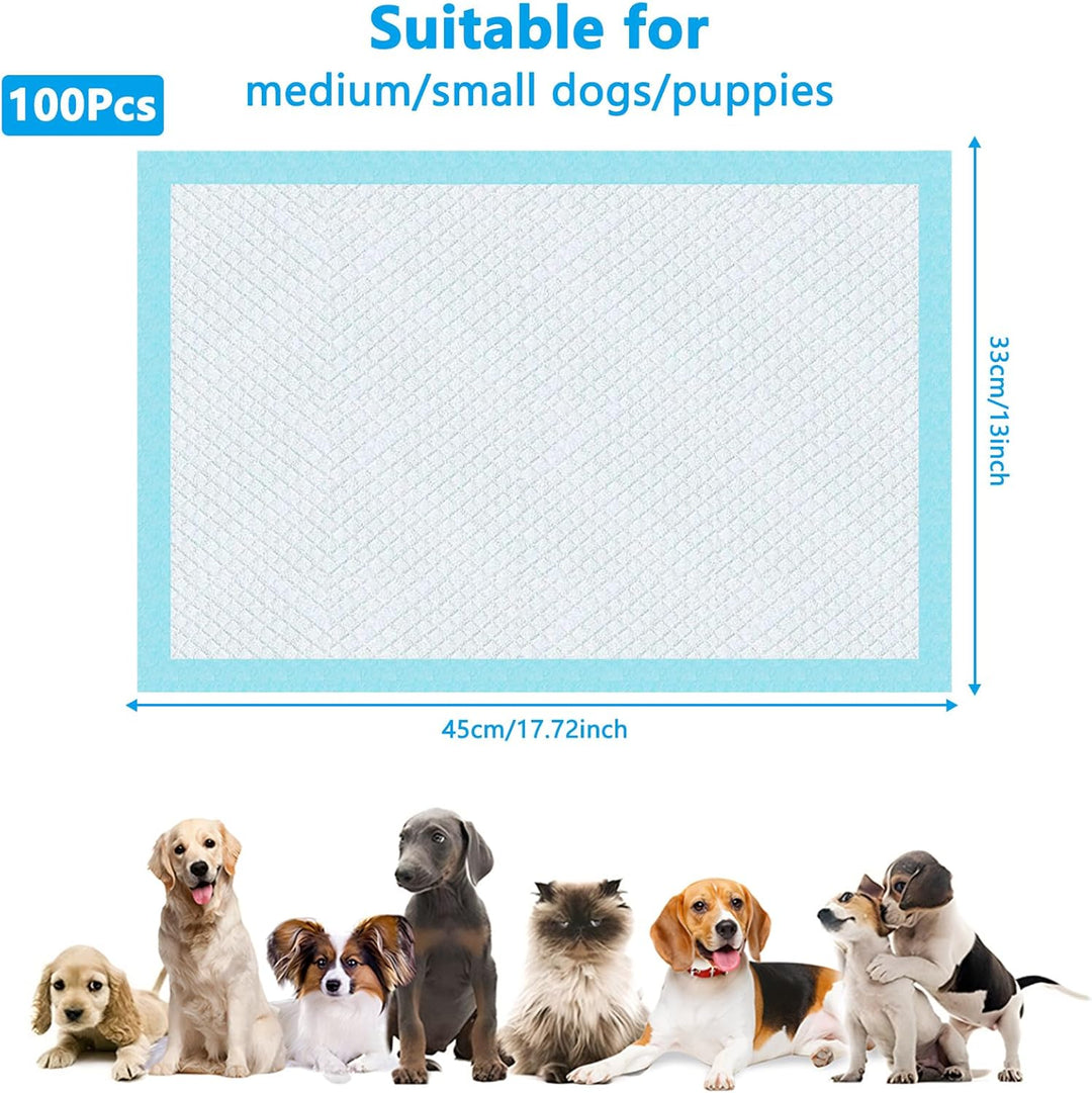 100 Stück PIPI Matten für Hunde und Welpen, 33 × 45cm Trainingspads, Wickelunterlagen Baby Geeignet