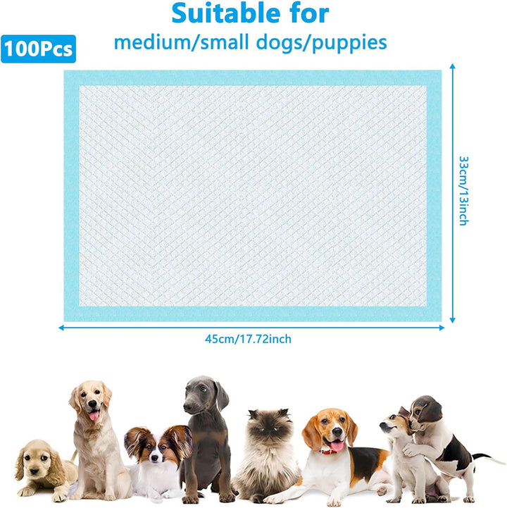 100 Stück PIPI Matten für Hunde und Welpen, 33 × 45cm Trainingspads, Wickelunterlagen Baby Geeignet