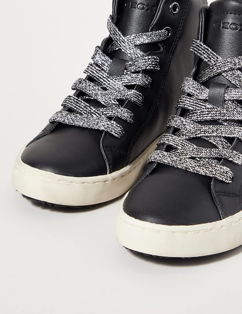 Geox Mädchen J Kalispera Girl A Sneaker 26 EU Black Dk Silver, 26 EU Black Dk Silver