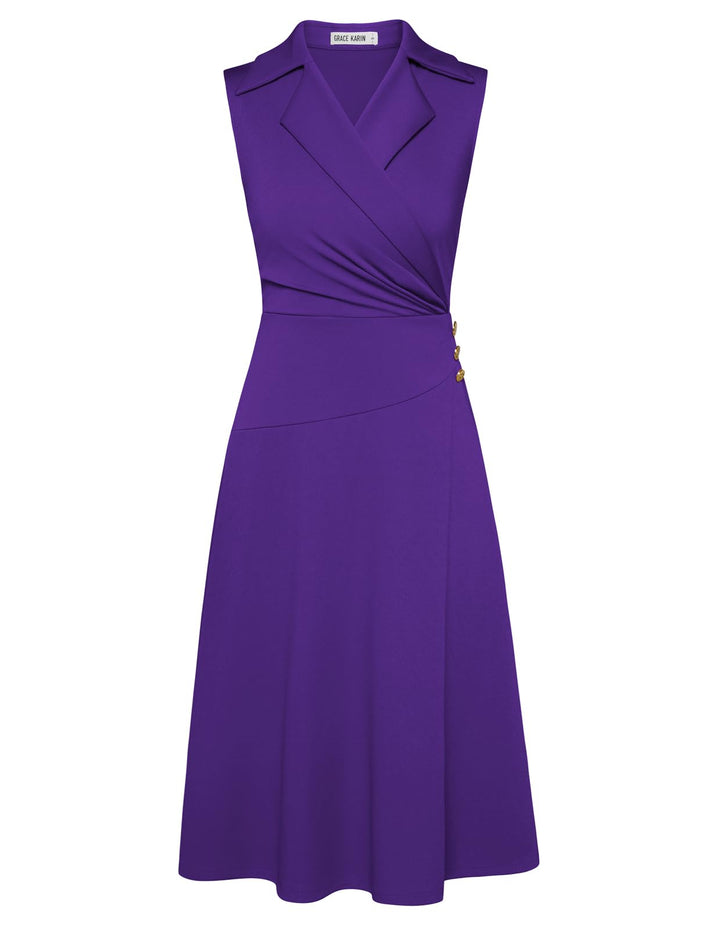 GRACE KARIN Damen 2024 Wickelkleid, figurbetont, V-Ausschnitt, ärmellos, Arbeit, Business, elegant,