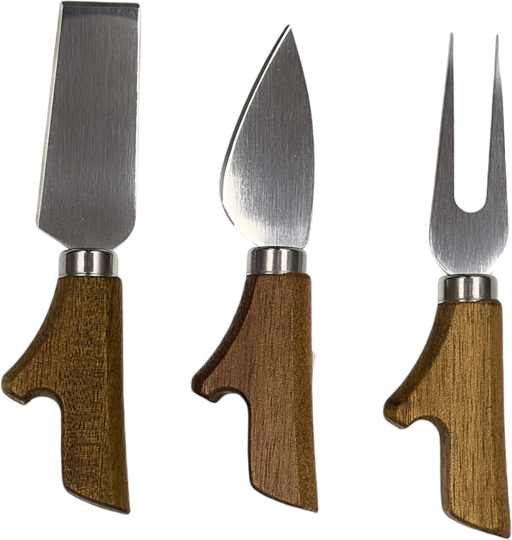 HOME DECO FACTORY, KA0666, Käsebrett aus Akazienholz mit 3 Messern, Elegantes und praktisches Design
