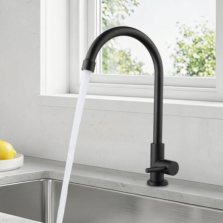 BONADE Wasserhahn Küche Schwarz, 360°Drehung Einhand Hochdruck Kaltwasserhahn Küche, küchenarmatur s
