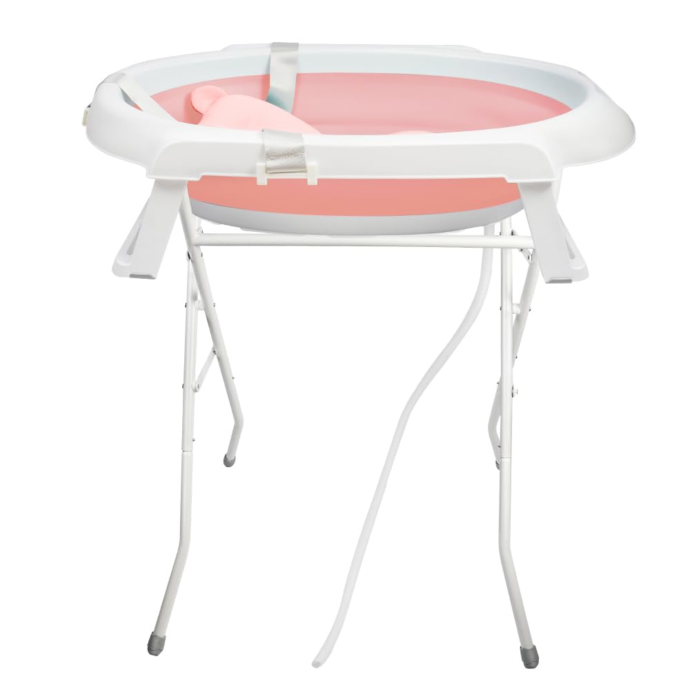 Babywanne mit Ständer Faltbare Baby Badewanne Set mit Gestell - Tragbare Rutschfeste Wanne für Neuge