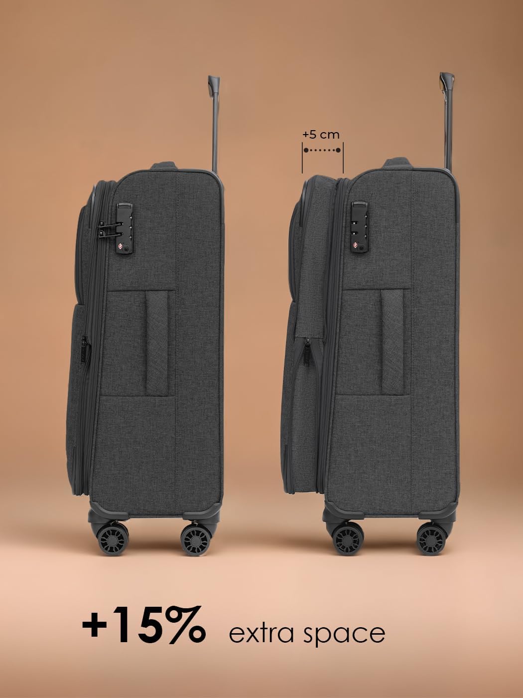 REDOLZ Essentials 12 MEDIUM Weichschalen Koffer für Männer & Frauen | Leichter Trolley 67 cm mit 4 D