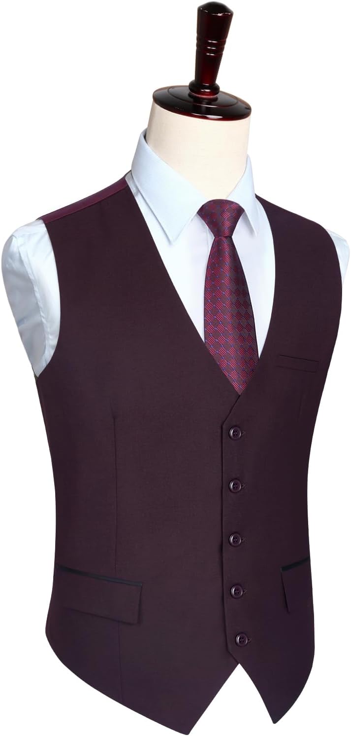 HISDERN Anzugweste für Herren Elegant Hochzeit Weste Klassische Einfarbig Casual Businessweste Forme