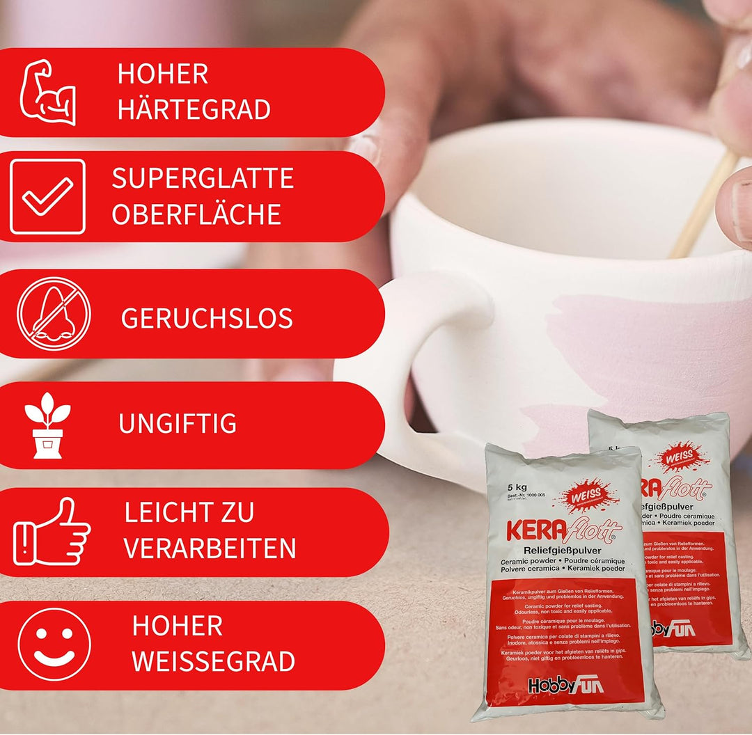 KERAflott Reliefgiesspulver weiss 10 kg Sack, Erwachsene (2 x 5kg)