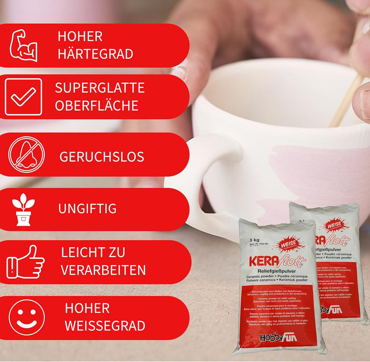 KERAflott Reliefgiesspulver weiss 10 kg Sack, Erwachsene (2 x 5kg)