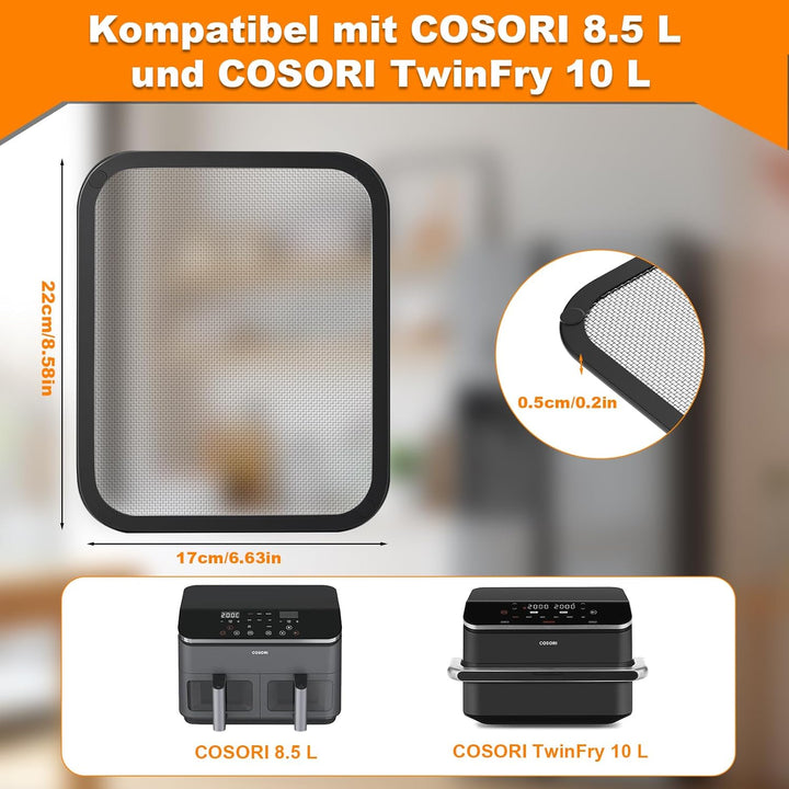 Edelstahl Spritzschutz Heissluftfritteuse Zubehör Kompatibel mit Cosori Airfryer 8,5L/ Dual Blaze Tw