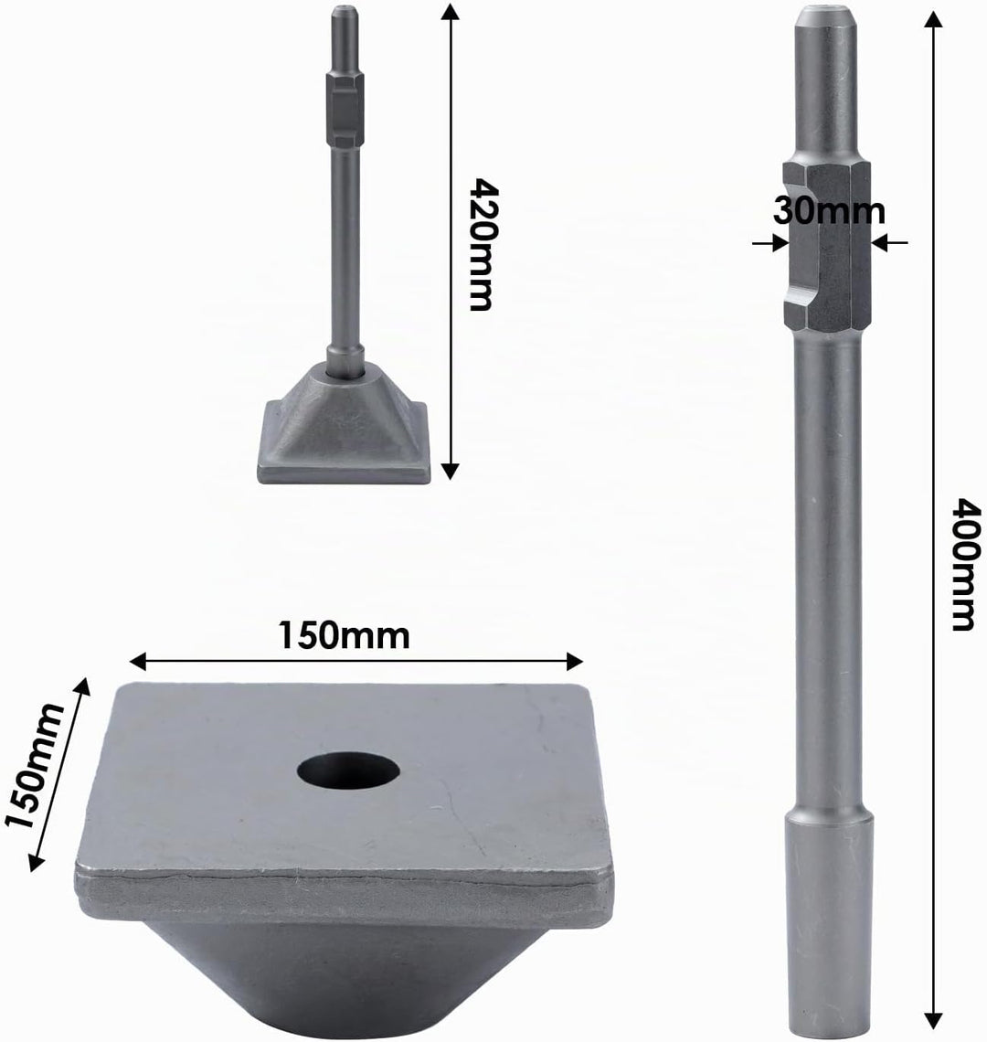 TOPWAY PH65 Presshammer-Bodenstampfer, 9 kg, 1-1/8 Zoll Sechskantstampferschaft und Platte, für Pres