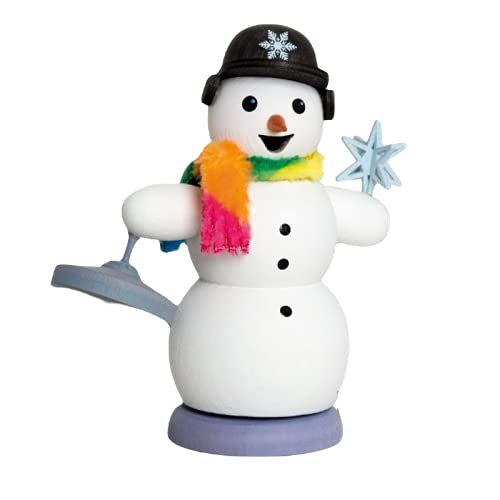 Kuhnert - Rauchmann/Räucherfigur aus Holz - Schneemann mit Eisstock - ca. 13 cm - Made in Germany, M