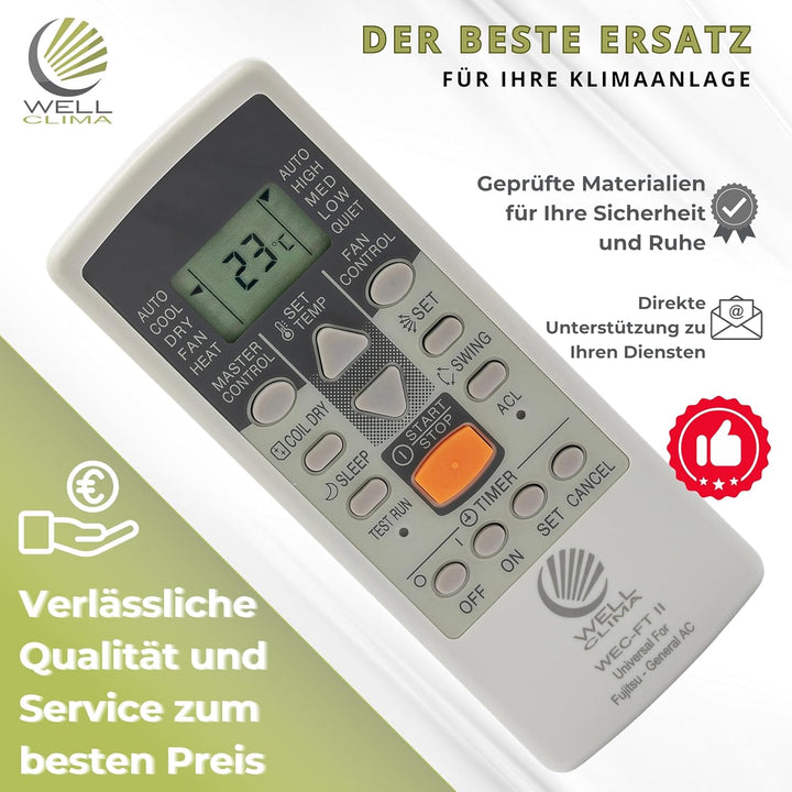 Fernbedienung für Klimaanlagen Fujitsu und General Inverter-Wärmepumpen, Kompatibel mit allen Modell