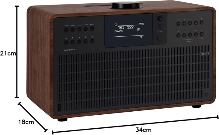 REVO SuperCD Internet-/DAB+ Digitalradio mit CD Player (40 Watt, Stereo Sound, CD-Player, Internet/D