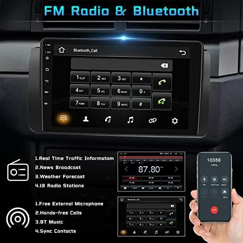 2G+32G CAMECHO Android Autoradio mit Navi für BMW E39/M5/E38/X5,Doppel Din Autoradio 9 Zoll Bildschi
