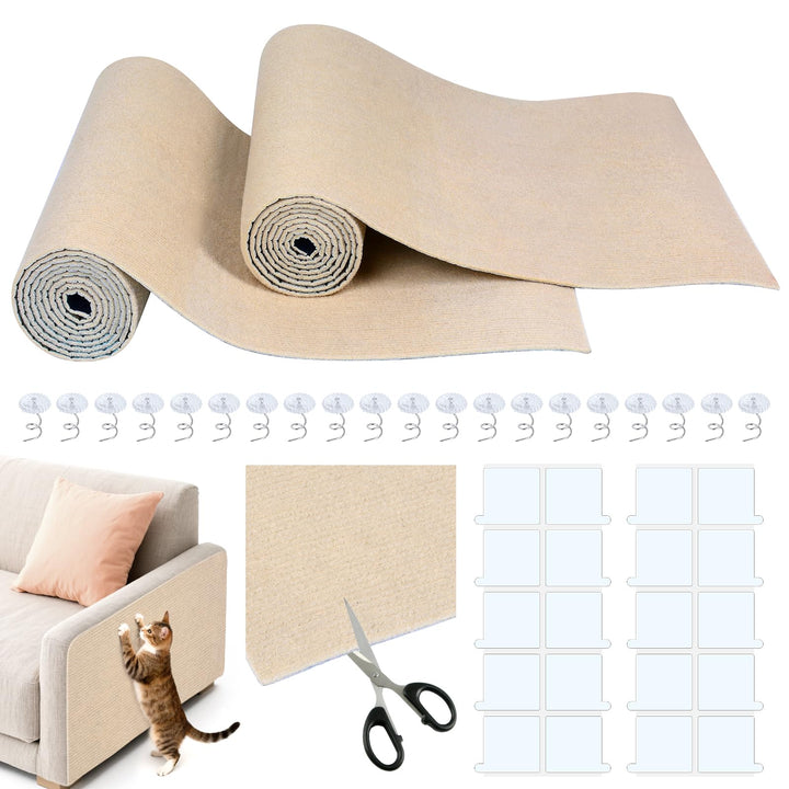 Qoosea Kratzmatte Selbstklebend 200cmx40cm, 2 Stück Selbstklebende Kratzmatte DIY Kratzschutz Katze