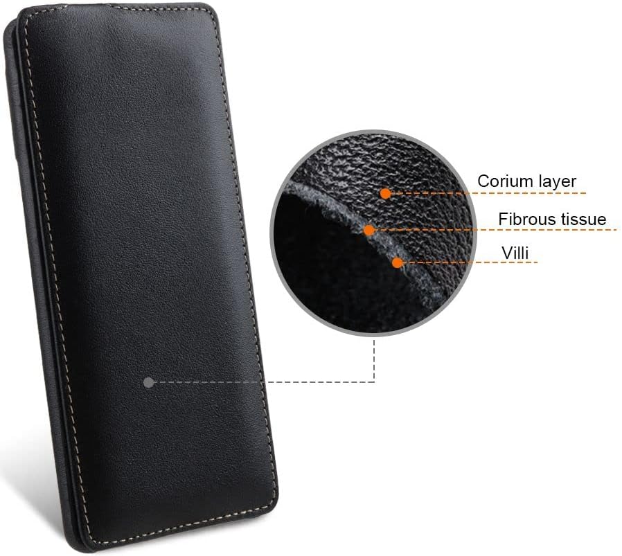 STILGUT UltraSlim kompatibel mit Google Pixel 6 Hülle - Pixel 6 Flip Case aus Leder, Klapphülle, Han