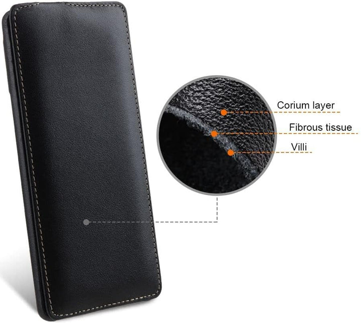 STILGUT UltraSlim kompatibel mit Google Pixel 6 Hülle - Pixel 6 Flip Case aus Leder, Klapphülle, Han