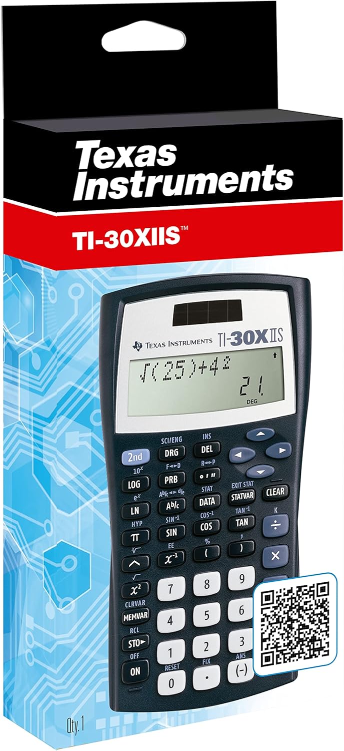 Texas Instruments TI-30 XIIS Schulrechner (zweizeilig, Solar- und Batteriebetrieb) Dunkelblau