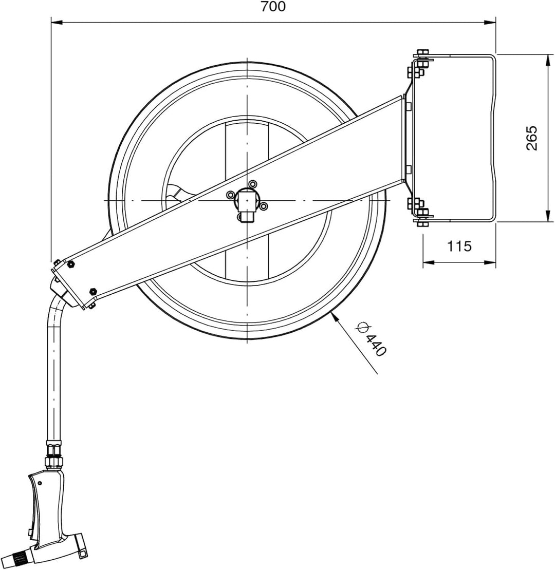 Offener Schlauchaufroller zur Wandmontage Edelstahl 10-20m (Schlauchlänge 10m), Schlauchlänge 10m