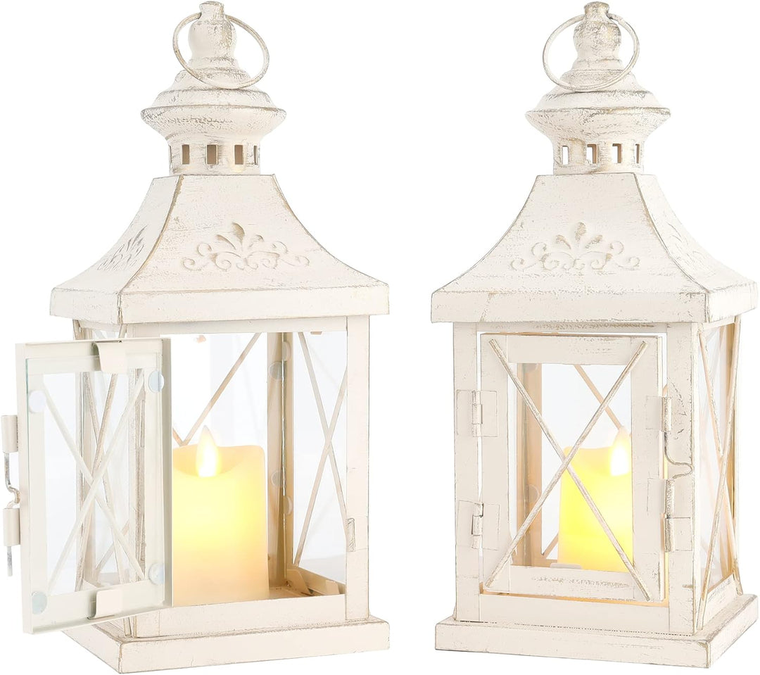 TRIROCKS Set de 2 Farolillos Decorativos Portavelas de Metal de 27 cm de Altura Farolillos Colgantes