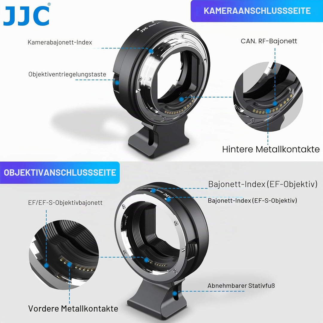 JJC EF-RF Objektivadapter Autofokusmontage für Canon EF EF/S Objektive für EOS R Ra RP R3 R5 R5c R6