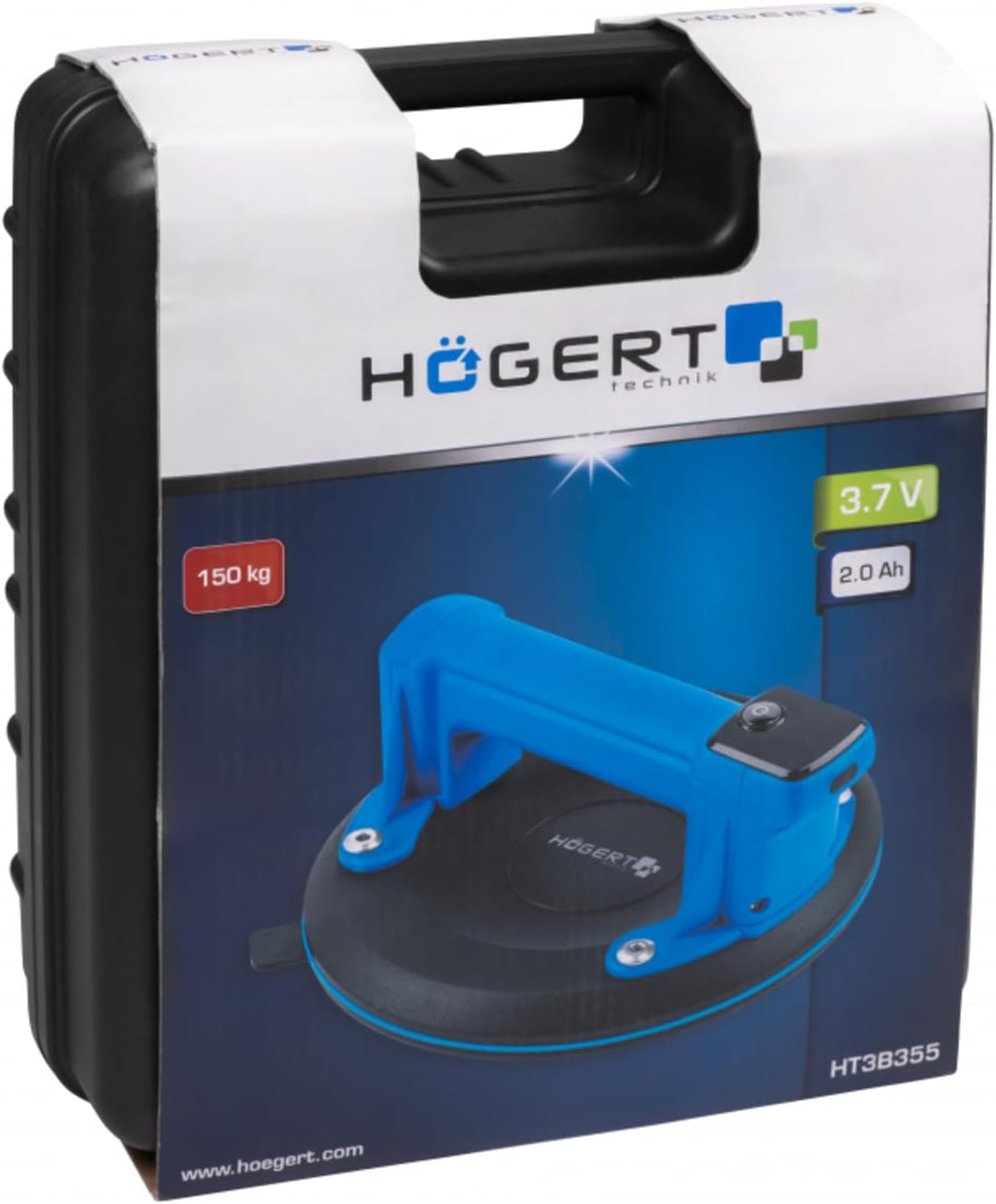 Högert Technik Akku-Vakuumsauger, 200 mm, 150 kg Tragkraft, LCD-Display, automatische Vakuumkontroll